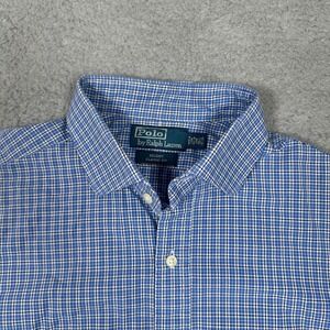Polo Ralph Lauren Mens Classic Fit Plaid‎ Oxford Button Down Shirt Long 16 32/33